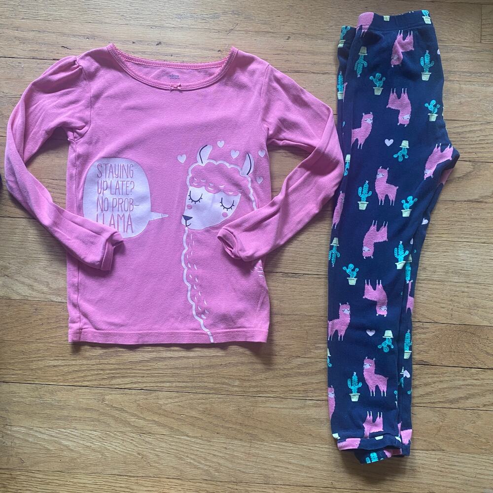 Carter's Simple Joys Girl's Llama Print Long Sleeve & Pants Pajama Set (Sz. 6)